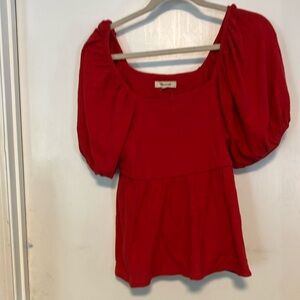 NWT Madewell Red Puff Sleeve Blouse size Small